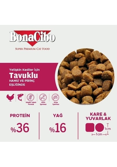 BonaCibo Adult Cat Tavuklu Yetişkin Kedi Maması 5 KG