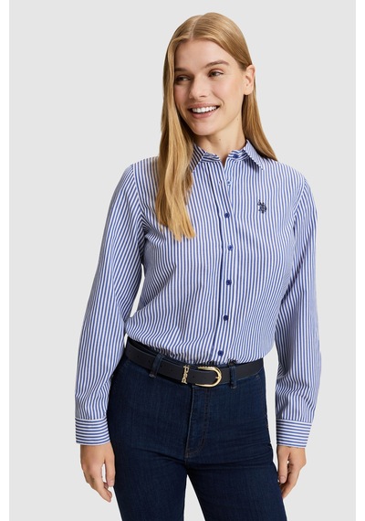 U.S. Polo Assn. Kadın Saks Uzun Kollu Gömlek 50332398-vr045 Sax