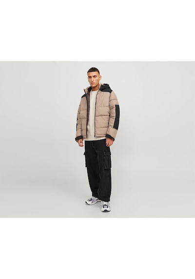 Jack & Jones Jack&Jones Kapüşonlu Puffer Vizon Erkek Mont 12239001 001