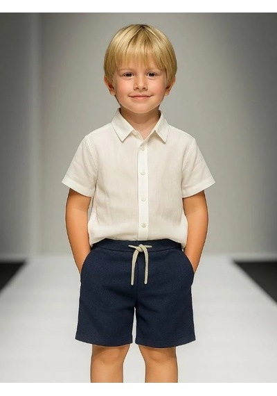 R.g Erkek Çocuk Cepli Keten Şort-15863 Lacivert