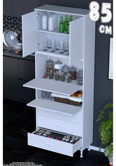 Ekin 85 Cm Bakliyat Dolabı Kahve Köşesi 3 Çekmeceli Çok Amaçlı Mutfak Kiler Banyo Dolabı Beyaz Ekin 85 Cm Bakliyat Dolabı Kahve Köşesi 3 Çekmeceli Çok Amaçlı Mutfak Kiler Banyo Dolabı Beyaz