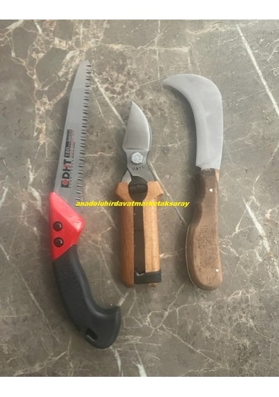 Dht Budama Testeresi 34cm Brc Aşı Bıçağı Bağ Budama Çakısı Budama Makası 3lü Set