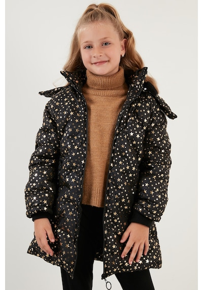 Lela Yakası Suni Kürklü Yıldız Desenli Çıkarılabilir Kapüşonlu Peluş Astarlı Kışlık Kız Çocuk Mont 5760050 Siyah Lela Yakası Suni Kürklü Yıldız Desenli Çıkarılabilir Kapüşonlu Peluş Astarlı Kışlık Kız Çocuk Mont 5760050 Siyah