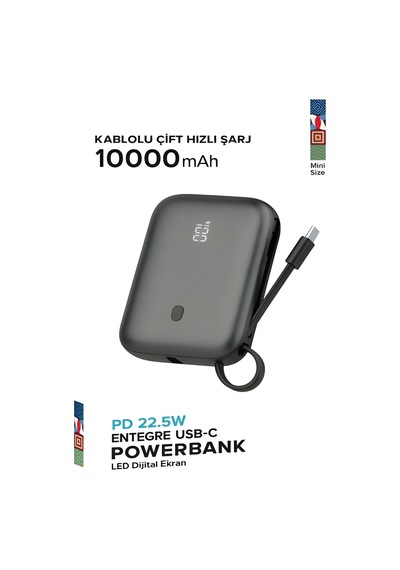 Çelikwork FP011 10000 mAh PD 22.5 W Taşınabilir Type-C Hızlı Telefon Şarj Powerbank