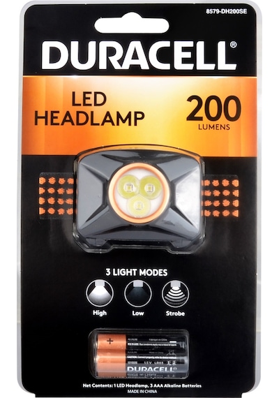 Duracell 200 Lümen Ledli Kafa Feneri + 3 Aaa Piller Dahil Siyah - Turuncu