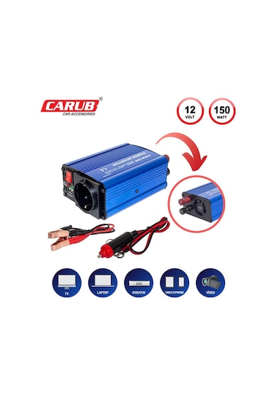 Carub Inverter İnvertör 12v 150w 220v Yükseltic + Usb Çıkış