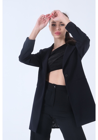 Feminist Lacivert Zebra Astar Detaylı Krep Blazer Ceket 01051201.02 Lacivert