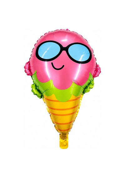 Gözlüklü Dondurma Folyo Balon Pembe