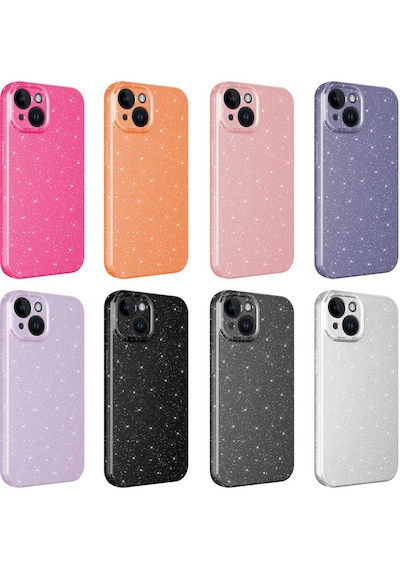 Apple Uyumlu iPhone 14 Kılıf Kamera Korumalı Simli Lüks Zore Koton Kapak Pembe Koyu
