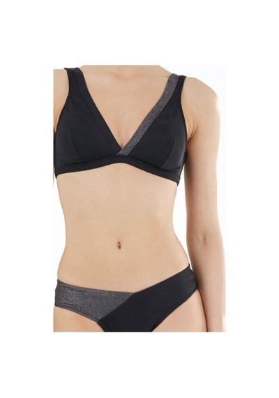 Louren Kadın Siyah Dokulu Simli Detaylı Çıkarılabilir İnce Kaplı Uzun Üçgren Bikini Takımı Siyah Louren Kadın Siyah Dokulu Simli Detaylı Çıkarılabilir İnce Kaplı Uzun Üçgren Bikini Takımı Siyah