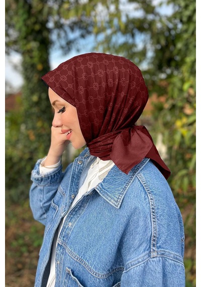Aker Elegance Monogram Eşarp - 1090500-942 - Bordo 942 Bordo 942 Bordo