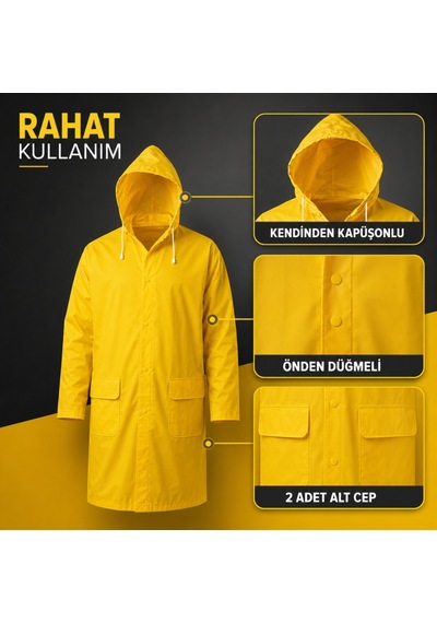 Kupa Sarılux Sarı Yağmurluk Xxl Su Geçirmez Pvc Kaplı Kapüşonlu Kup8300