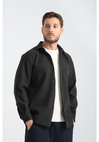 Redline Erkek Regular Fit Kışlık Kaşe Gömlek Füme