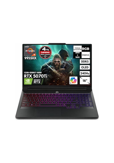 Lenovo Legion Pro7 16AFR10H 83RU0024TRQB45 Ryzen 9-9955HX 32 GB 4 TB SSD RTX5070ti 12 GB 16" W10P Dizüstü Bilgisayar