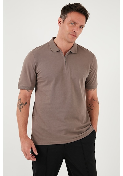 Buratti Pamuklu Regular Fit Yarım Fermuarlı 3'Lü Paket Erkek Polo Yaka T Shirt 5903008S3 Indigo-Nefti-Toprak