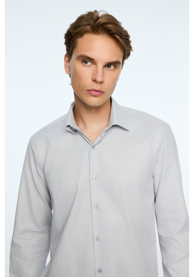 Morven Erkek Gri Basic Regular Fit Sert Yaka Gömlek 26mc004059100 Gri