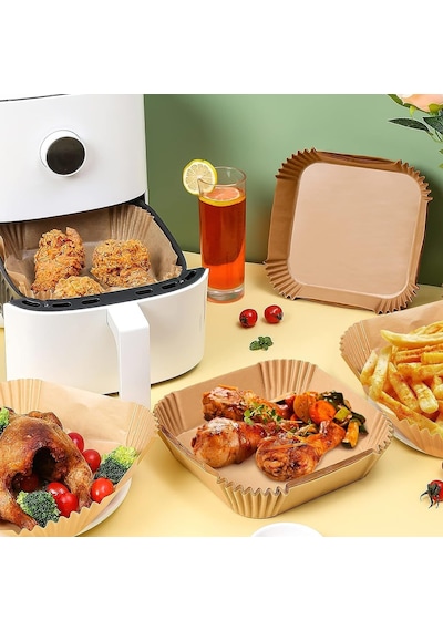 Ayrex Kağıdı Xl-xxl Büyük Boy Kare 200 Adet Hava Fritöz Parşömen Fırın Kağıdı Tek Kullanımlık Kağıt Fı