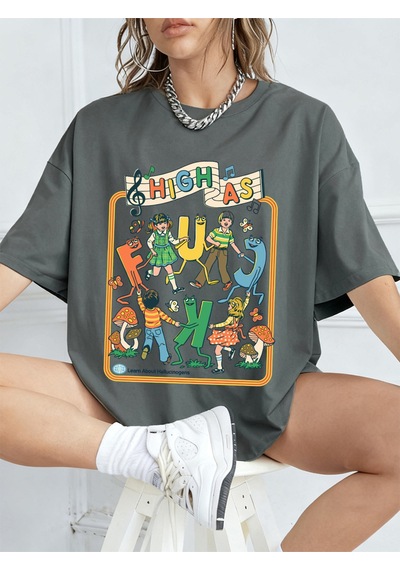 Noıssey Urban Pop Graphic Kadın Tişört Koleksiyonukod 5575 Füme