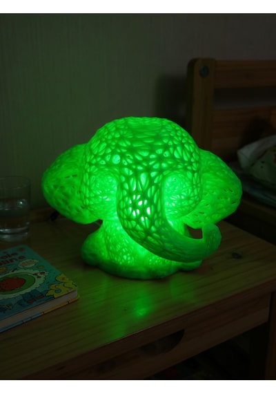 Sevimli Fil Çocuk Odası Gece Lambası 3d Tasarım Led Işıklı Masaüstü Mesh Dekor Hediyelik Yeşil