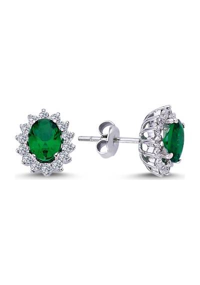 Lova Pırlantalı Oval Zümrüt Anturaj Küpe -  3050003
