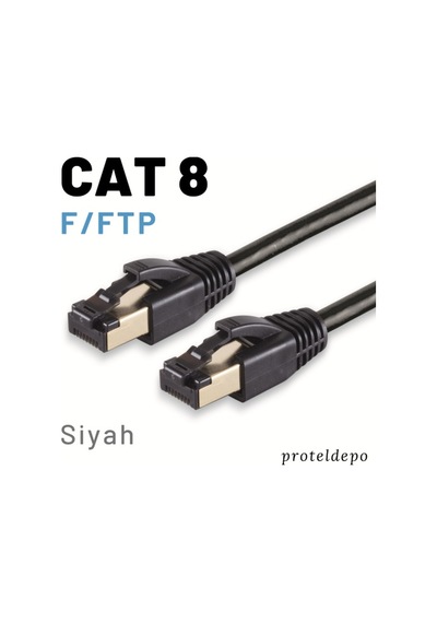 Irenis CAT8 Kablo F/FTP LSZH Ethernet Network LAN Ağ Kablosu 3 M-Siyah