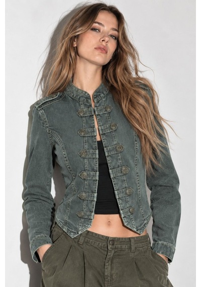 Hiccup Düğmeli Denim Ceket Gri