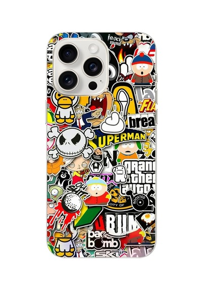 iPhone Uyumlu 15 Pro Desen007 Çok Renkli