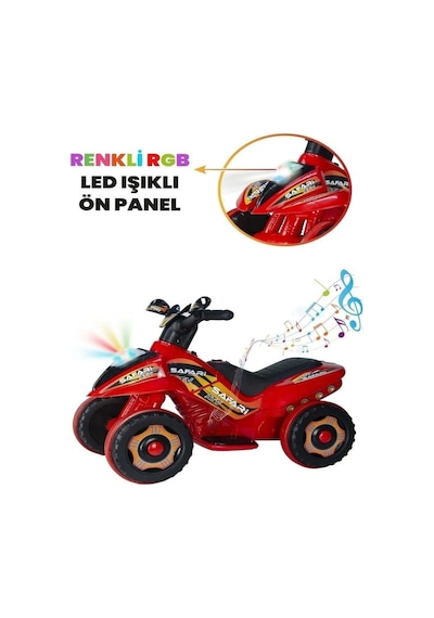 Uzaktan Kumandalı Akülü Atv Safari 6 Volt 35 Kg Taşıma Kapasitesi Kırmızı