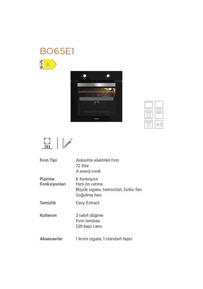 Silverline BO6502B02 - CS5335B02 - 3481 Flam 60 Siyah Ankastre Set