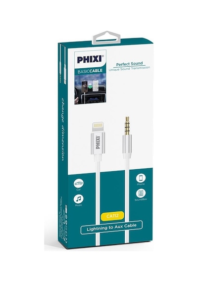 Phixi Basic Ca112 Metal Başlıklı 100cm Lightning To Silikon Aux Kablo-244
