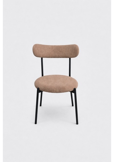 4 Adet Puffy Kumaş Vizon Renk Teddy Sandalye Mutfak Sandalyesi Salon Sandalyesi Balkon Sandalyesi Vizon