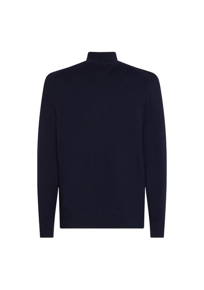 Tommy Hilfiger Pıma Org Ctn Cashmere Zıp Mock Erkek Mavi Kazak - Mw0mw28049