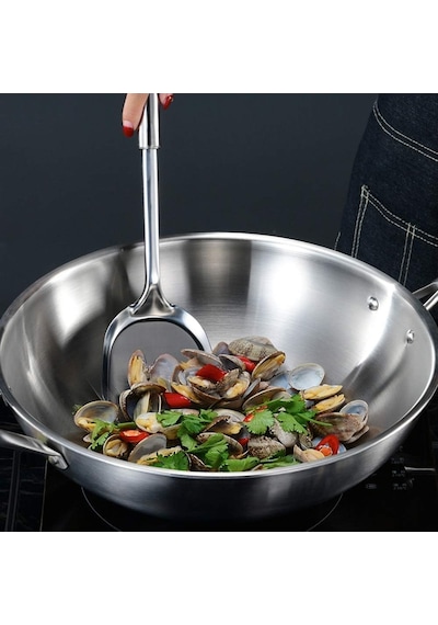 Gaz İndüksiyonlu Ocak İçin 34cm Paslanmaz Çelik Wok Kaplanmamış Diğer