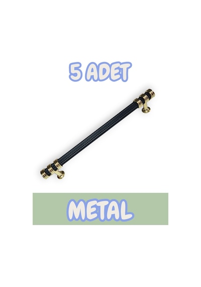 Çizgili Nesli Alüminyum Metal Lüks Mobilya Çekmece Mutfak Dolabı Kulpu Siyah-altın 224mm 5 Adet Siyah - Gold