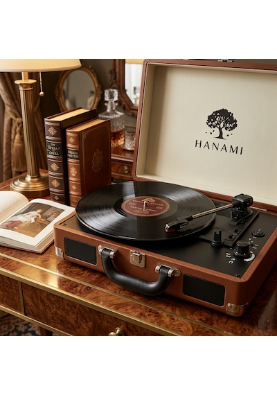 Hanami Hem Şarjlı Hem Bluettoh'lu Tüm Plakları Çalabilen Pikap Kahverengi