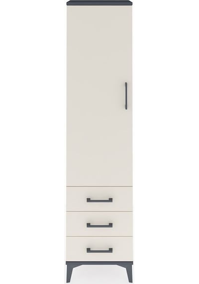 Arges Dolap Tek Raflı 3 Çekmeceli Tek Askılı 44x30x182 Antras... Antrasit