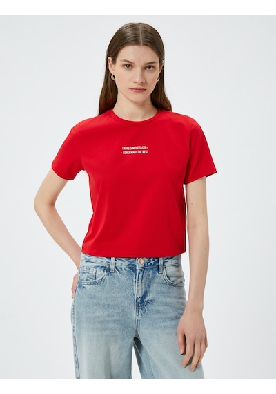Koton Crop Tişört Slogan Baskılı Bisiklet Yaka Kısa Kollu Pamuklu Kırmızı 4sak50644ek Kırmızı Koton Crop Tişört Slogan Baskılı Bisiklet Yaka Kısa Kollu Pamuklu Kırmızı 4sak50644ek Kırmızı