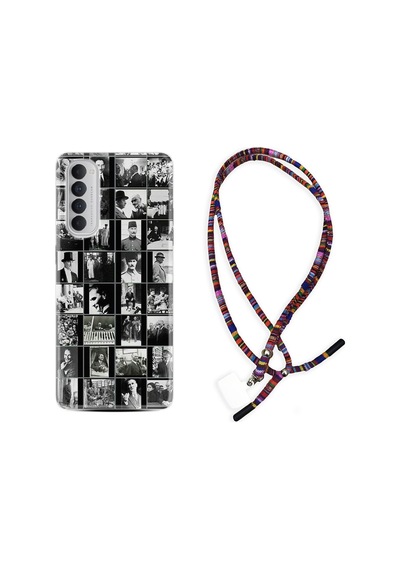 Oppo Reno 4 Pro Kılıf Rasta Boyun Askılı Atatürk Kolaj 1330