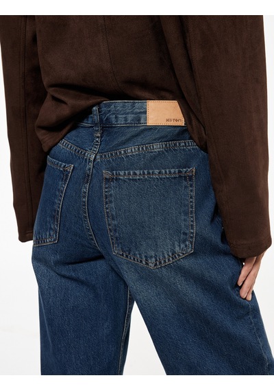 Koton Normal Bel Cepli Düğmeli Düz Paça Pamuklu Denim Pantolon - Straight Fit Jean Orta İndigo 7wal40021md Koton Normal Bel Cepli Düğmeli Düz Paça Pamuklu Denim Pantolon - Straight Fit Jean Orta İndigo 7wal40021md