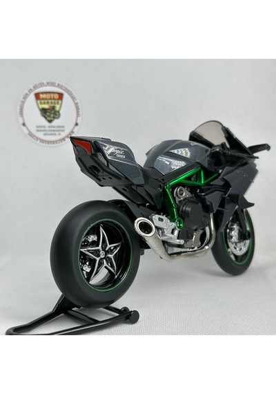 Kawasaki Ninja H2r 1:12 Diecast Motosiklet Modeli - Sesli Işıklı - Siyah Yeşil