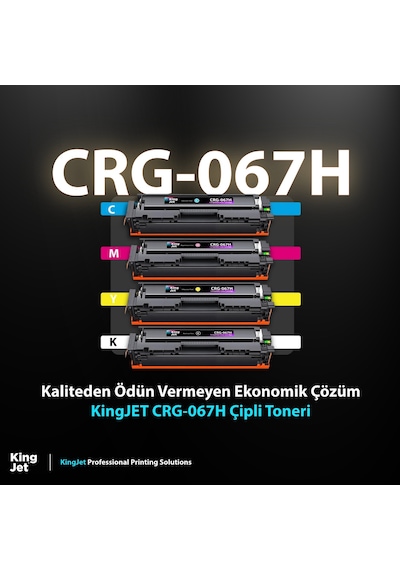 Kingjet Canon Uyumlu Crg-067h Yüksek Kapasiteli 4 Renk Takım Çipli Uyumlu, Toneri Mf655cdw