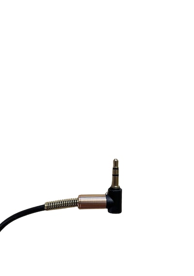 3.5mm Spiral Aux Uzatma Kablosu - L Tipi Erkek - Dişi Ses Kablosu, Altın Kaplama Uçlu, Kırılma Önleyici Metal Yay Korumalı Kulaklık Ve Araç Ses Uzatıcı Siyah