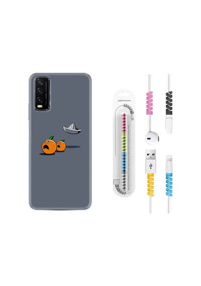Vivo Y20 Kılıf Kablo Koruyuculu Orange Escape 1374