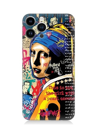 Apple Uyumlu iPhone 13 Pro İnci Küpeli Kız Popart Desenli Silikon Kılıf