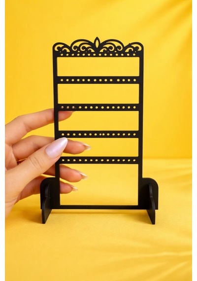 Dekoratif Küpe Standı Organizer 3d Baskı Takı Askılığı, Küpe Düzenleyici, Masaüstü Takı Standı Siyah