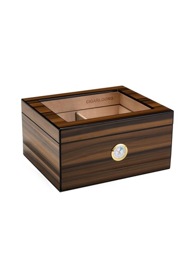 Cigarloong Camlı Puro Kutusu Humidor Ceviz 70's