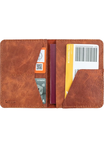 Twingold İsme Özel Pasaport Kılıfı - %100 Rainbow Deri - Ak02003 - Tobacco Tobacco