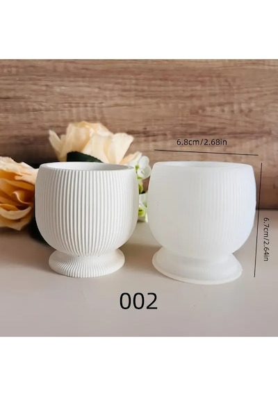 Dikey Çizgili Mum Kadehi Silikon Kalıp S962