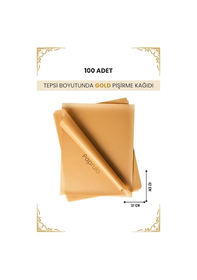 100 Adet Fırın Pişirme Kağıdı Ağartılmamış Tepsi Botuyunda 37x42 Xl Boy Gold Kalite