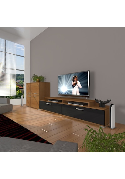 Decoraktiv Ekoflex On Slm Tv Ünitesi Tv Sehpası Ceviz - Siyah